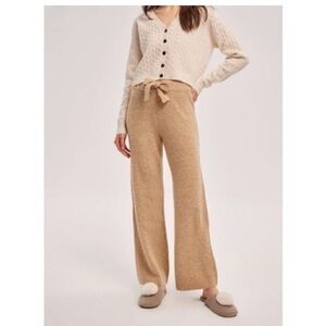 Nap loungewear cozy high waist knit pants wide leg